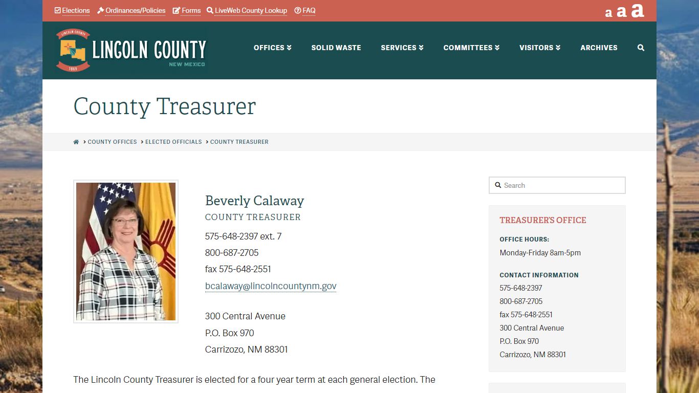 County Treasurer | Lincoln County New Mexico