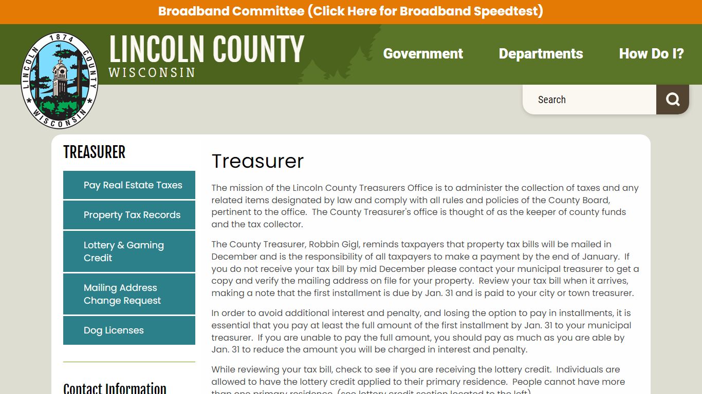 Treasurer | Lincoln County, Wisconsin